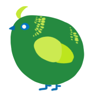 A viridian and lime chicken with a neck-band pattern