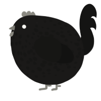 A sable and black chicken with a speckle pattern