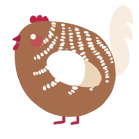 A brown and cream chicken with a half-bar pattern
