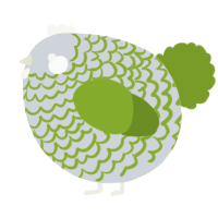 A mist and chartreuse chicken with a lace pattern