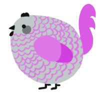 A silver and orchid chicken with a lace pattern