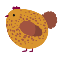 A orange and russet chicken with a speckle pattern
