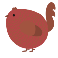 A red and russet chicken with a lace pattern
