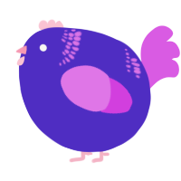 A indigo and orchid chicken with a neck-band pattern