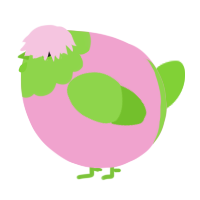 A pink and grass chicken with a head pattern