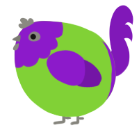 A grass and violet chicken with a head pattern