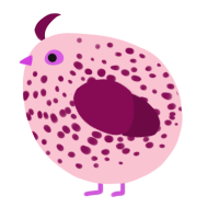 A rose and wine chicken with a speckle pattern