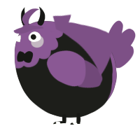A sable and violet chicken with a head pattern