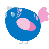 A sapphire and pink chicken with a neck-band pattern