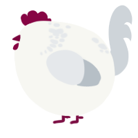 A white and mist chicken with a neck-speckle pattern