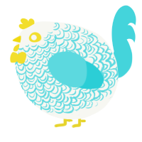 A white and aqua chicken with a double-lace pattern