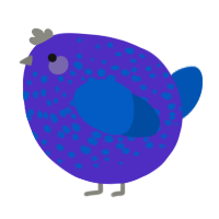 A indigo and ultramarine chicken with a speckle pattern