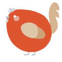 A vermilion and beige chicken