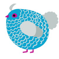 A cerulean and silver chicken with a lace pattern