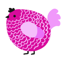 A fuchsia and lavender chicken with a lace pattern