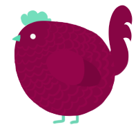 A maroon chicken with a lace pattern
