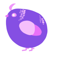 A blurple and lavender chicken with a neck-band pattern