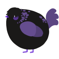A sable and overcast chicken with a neck-speckle pattern