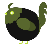 A black and olive chicken with a head pattern