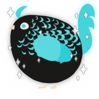 A sable and aqua chicken with a half-lace pattern