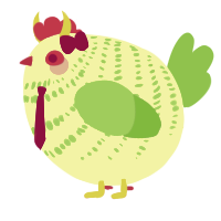 A white and grass chicken with a bar pattern