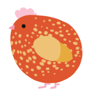 A vermilion and honey chicken with a speckle pattern