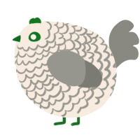 A cream and ash chicken with a lace pattern