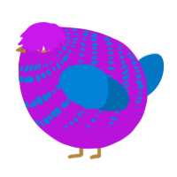 A amethyst and sapphire chicken with a bar pattern