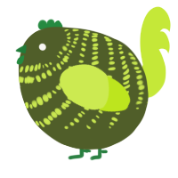 A olive and lime chicken with a bar pattern