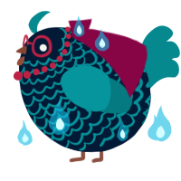 A tumblr and teal chicken with a lace pattern