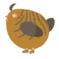 A orange and grey chicken with a half-bar pattern