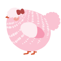 A rose chicken with a bar pattern