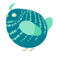 A sea and mint chicken with a bar pattern