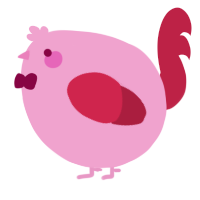 A pink and crimson chicken
