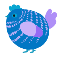 A sapphire and lilac chicken with a bar pattern