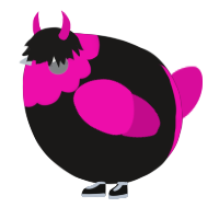 A sable and fuchsia chicken with a head pattern