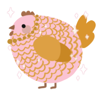 A rose and orange chicken with a lace pattern