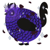 A indigo and sable chicken with a lace pattern