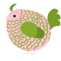 A rose and chartreuse chicken with a lace pattern