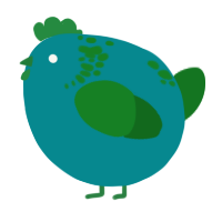 A teal and leaf chicken with a neck-speckle pattern
