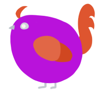 A amethyst and vermilion chicken