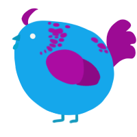 A sky and plum chicken with a neck-speckle pattern
