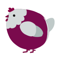 A wine and silver chicken with a head pattern