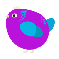 A amethyst and cerulean chicken with a neck-band pattern
