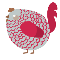 A silver and crimson chicken with a lace pattern