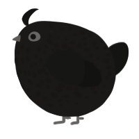 A sable and black chicken with a speckle pattern