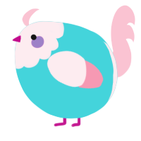 A aqua and rose chicken with a head pattern