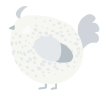 A white and mist chicken with a speckle pattern