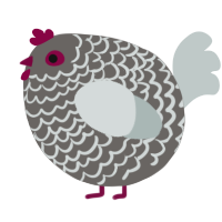 A grey and silver chicken with a lace pattern