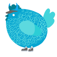 A cerulean and aqua chicken with a double-lace pattern